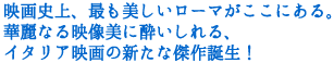映画史上、最も美しいローマがここにある。
華麗なる映像美に酔いしれる、イタリア映画の新たな傑作誕生!